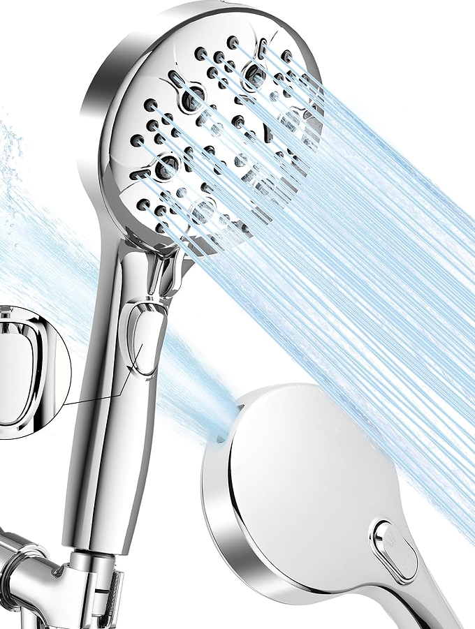 Waterfall Water-Saving Handheld Showerhead - Wide flow design for an immersive experience