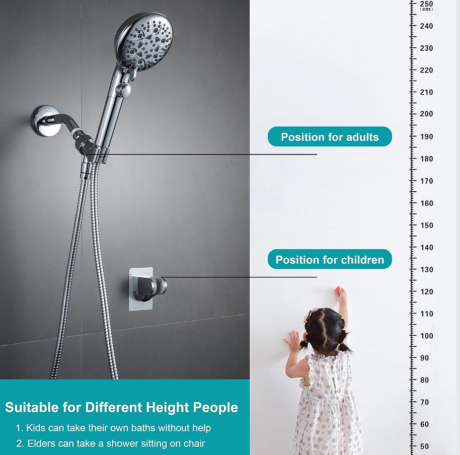 Child-Friendly Water-Saving Showerhead - Extension accessories and safety design - Image 2