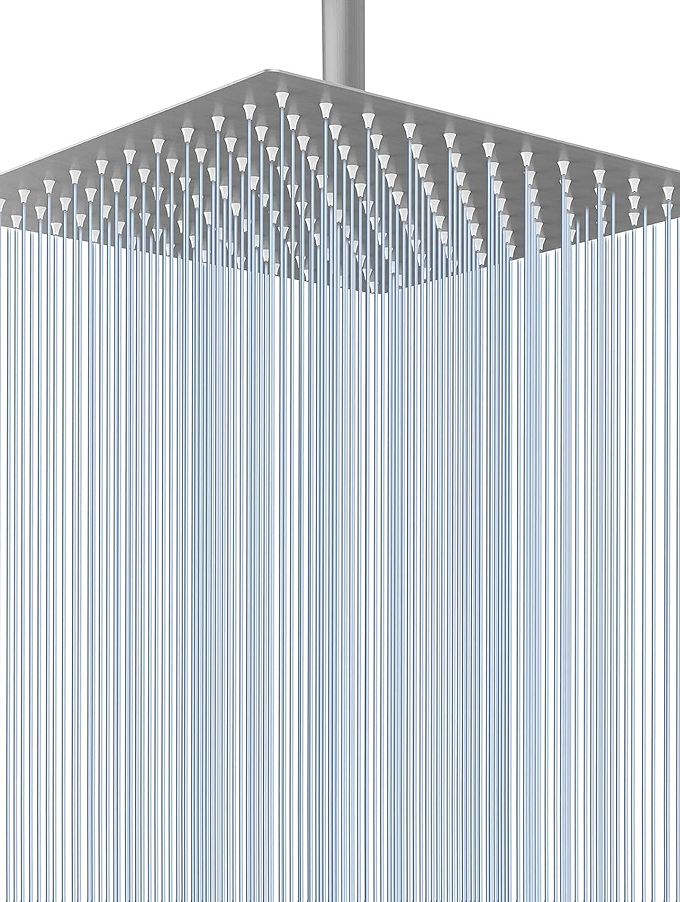 Square Stainless Steel Rain Shower Head - High-flow waterfall-style water output design