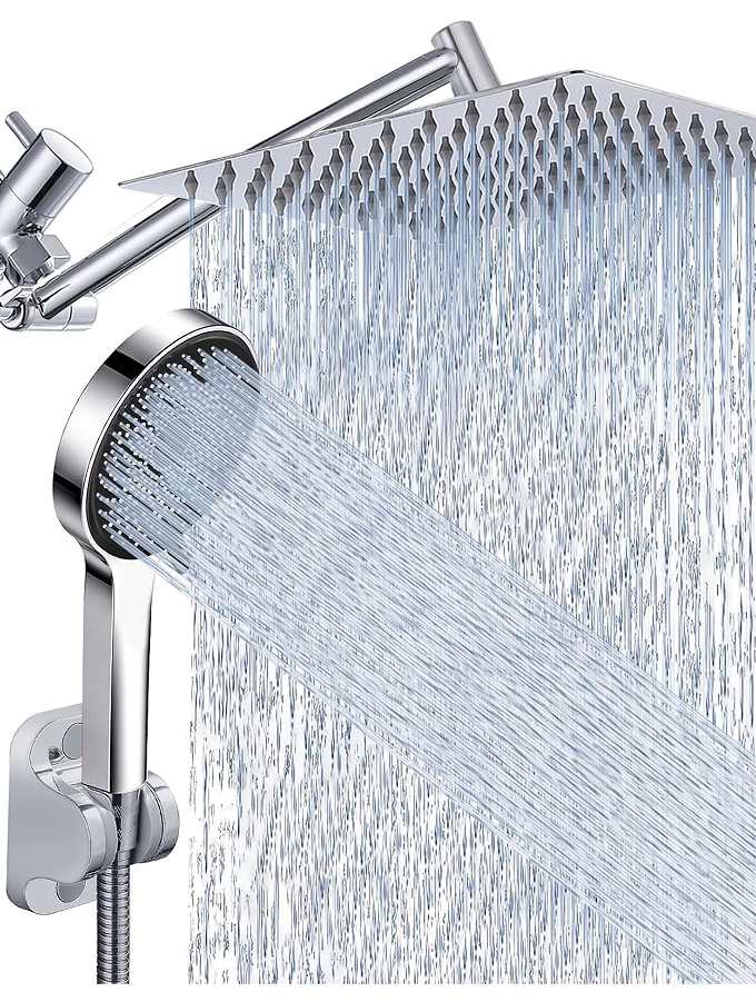 Integrated Rain Shower Head Combination - Extended structure expands showering space