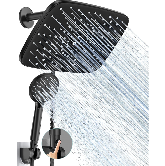 Wide-Area Rain Shower Water-Saving System - Dual showerhead combination provides ample water flow
