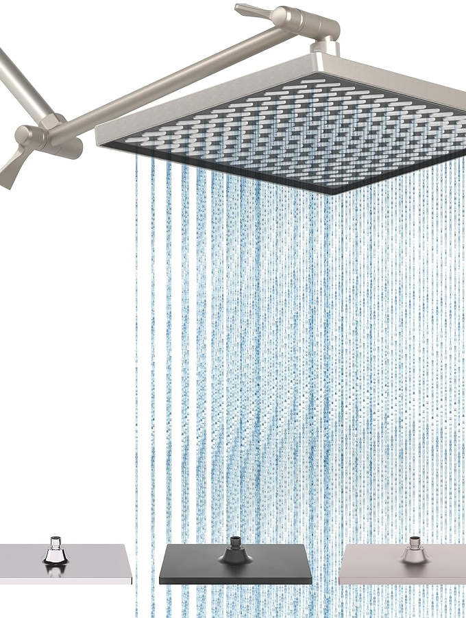 Rectangular Rain Shower Head Set - High-quality metal extension arm for convenient installation