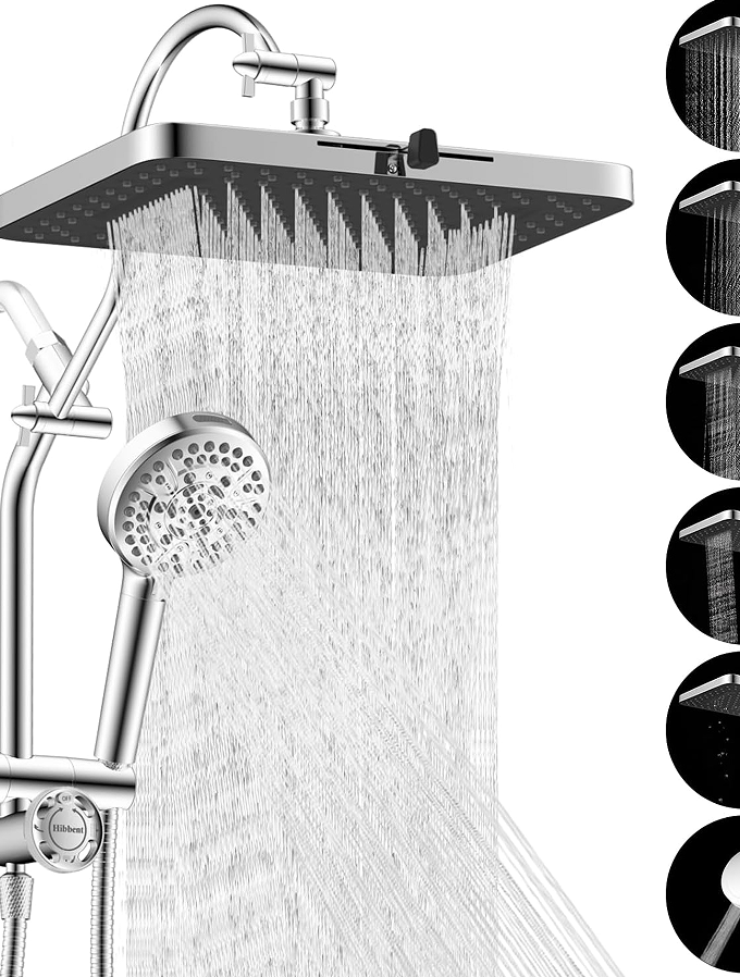 Metallic Texture Shower System - Elegant design of the rain shower head combination