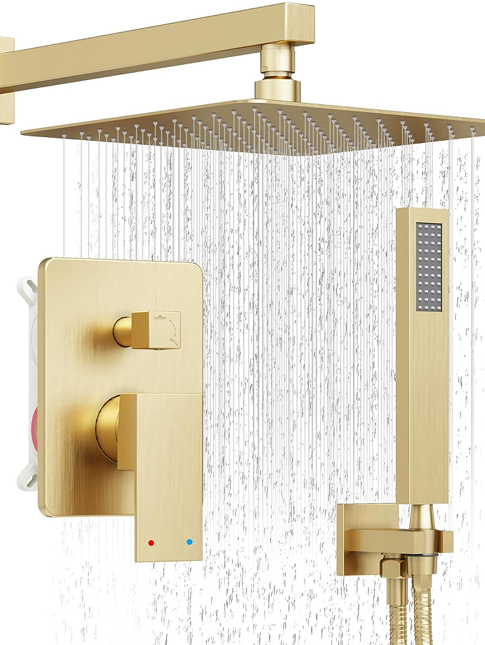 Sliding Bar Rain Shower System - Integrated design of overhead and handheld shower combination